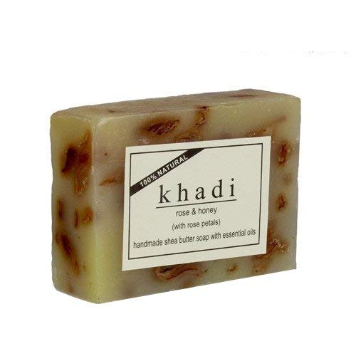 KHADI NATURAL ROSE HONEY WITH ROSE PETALS SOAP 100G