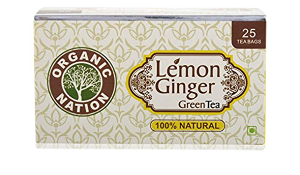 ORGANIC NATION LEMON GINGER GREEN TEA 25 BAGS