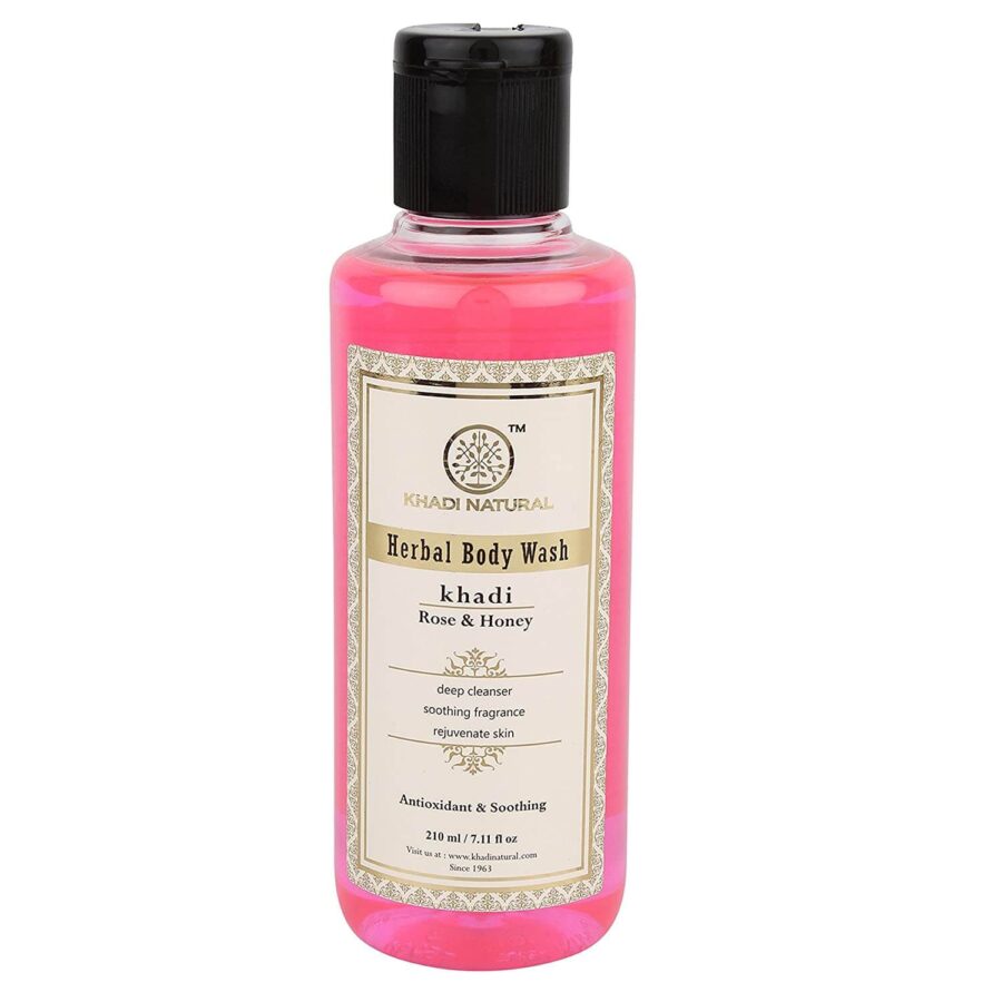 KHADI NATURAL ROSE AND HONEY BODY WASH 210ML